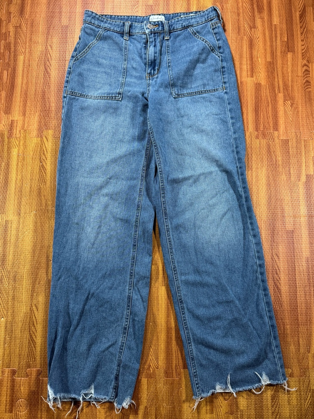 Wonderly Women's Relaxed Wide-Leg Denim Jeans in Medium Blue